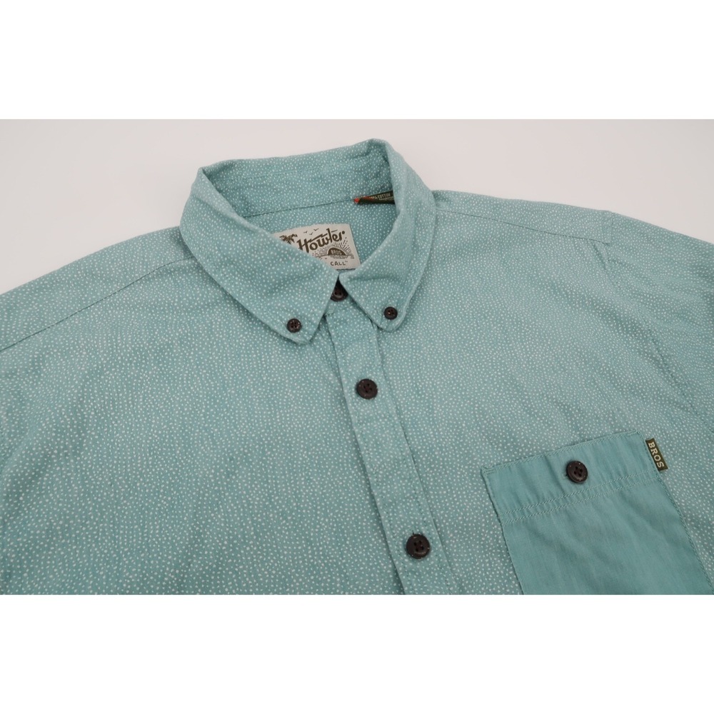 Howler Brothers Mens Medium Mansfield‎ Shirt Blue Polka Dot Short Sleeve